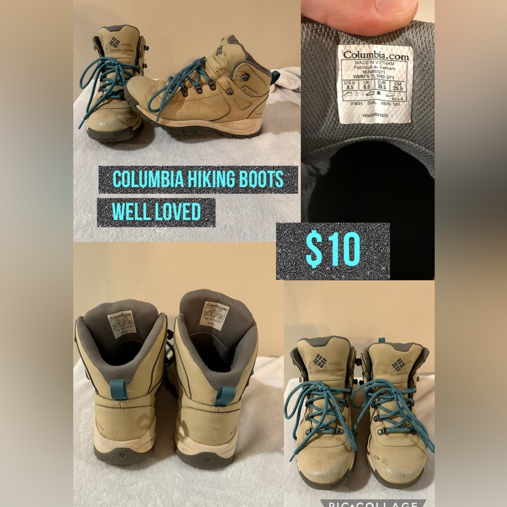 Columbia Beige and Blue Hiking Boots. Well loved!